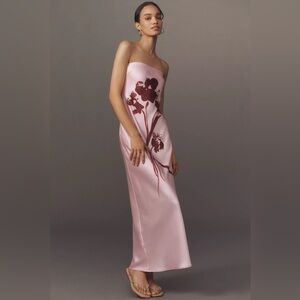 NWT! Anthropologie The Fleur Strapless Satin Maxi Slip Dress Size 🏠